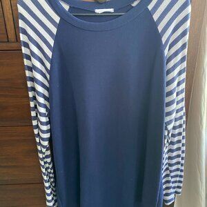Long Sleeve navy blue striped top